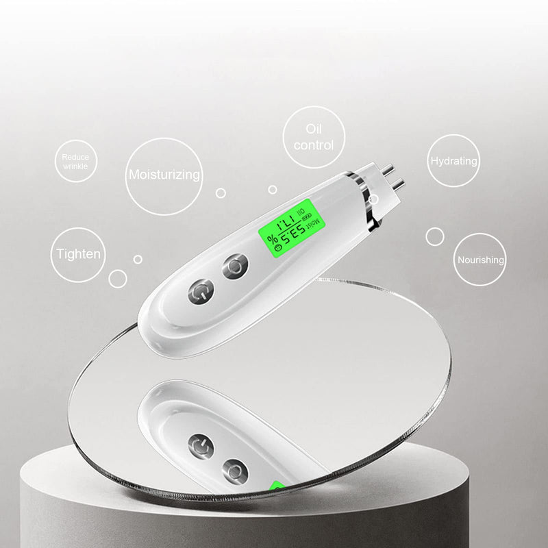 Portable Skin Moisture & Oil Analyzer, Digital Skin Detector Tester with LED Display, Facial Hydration Sebum Scanner for Beauty Salon Spa Home Use, White