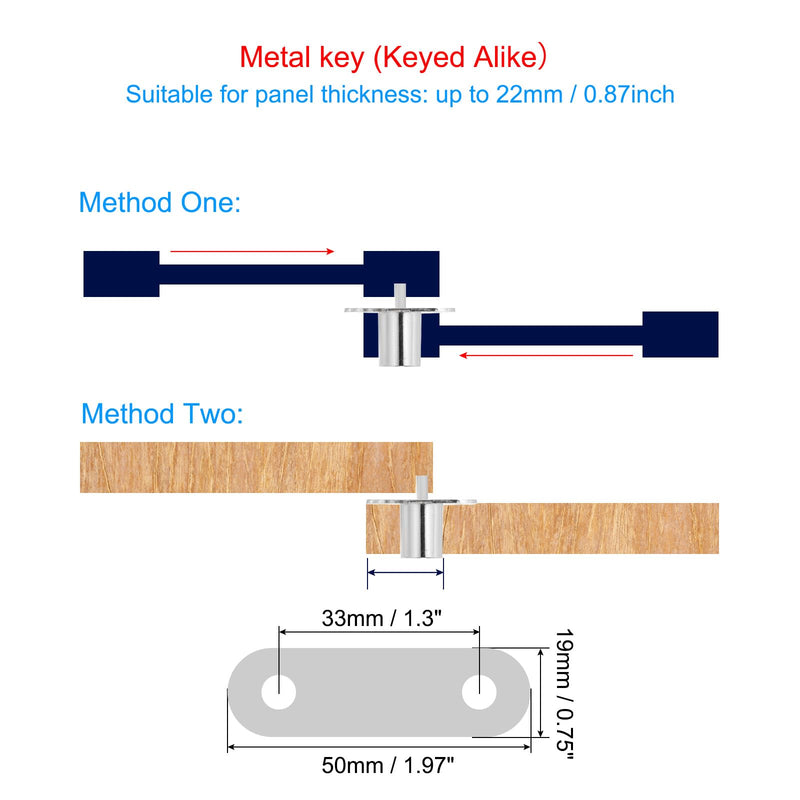 PATIKIL Push Plunger Lock, 6 Pack 32mm(1-1/4inch) Cylinder Length 3/4" Cylinder Diameter Zinc Alloy Chrome Finish Desk Drawer Lock Keyed Alike for File Cabinet Wardrobe Sliding Door