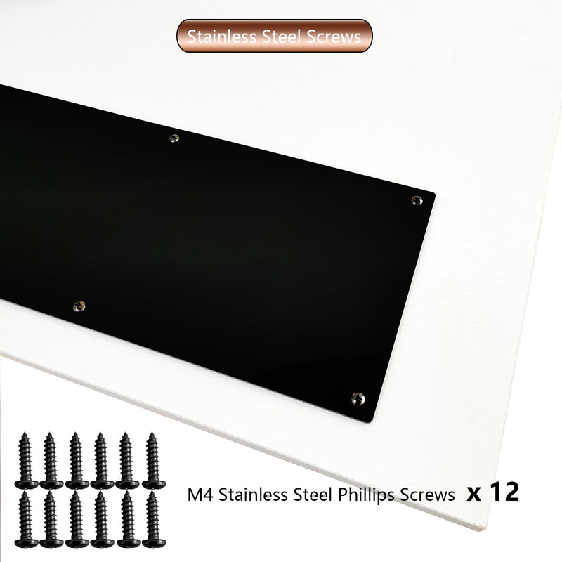 Door Kick Plate 34 inches Acrylic Decorative Plates Protector for 36 inches Front Doors, 1/10 inch Thickness 8"x 34" Black