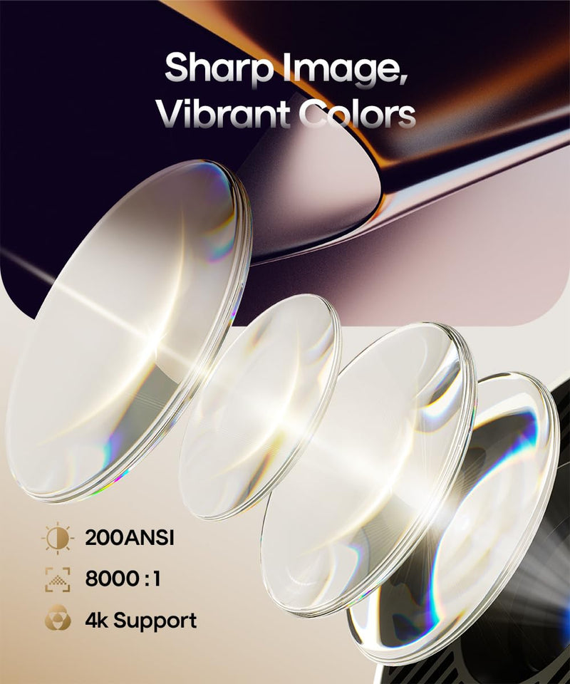 HY300PRO Mini Projector with Wifi and Bluetooth, 4K Support 200ANSI Smart Portable Projector, Auto Keystone, 180 Degree Rotation, Android 11 for Outdoor, Bedroom, Movie, game & business Manual Focus