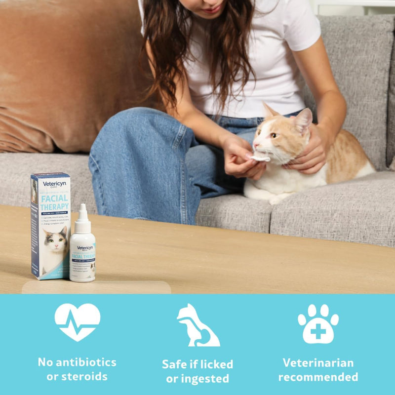 Vetericyn Plus Feline Facial Therapy. to Care for Cat Acne, Cuts, Mouth Sores, and Irritated Eyes and Ears on Cats of All Ages. Non-Toxic and Safe if Ingested. (2 oz)