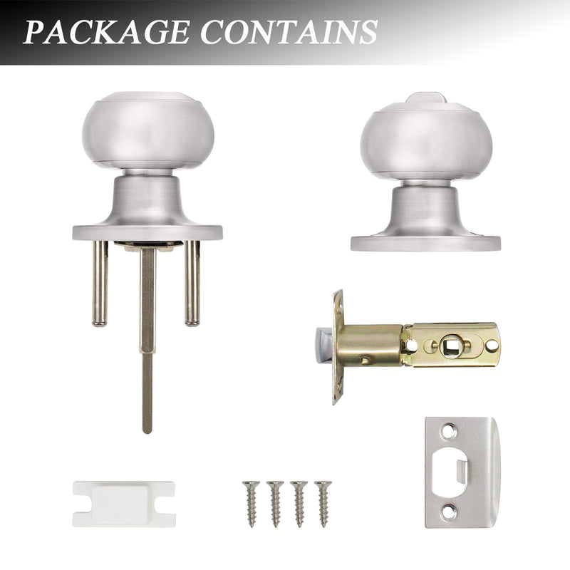 Probrico 6 Pack Round Privacy Door Knob(Thumb Turn Lock on The Inside), Keyless Doorknobs Interior/Exterior Lockset,Privacy Knobs for Bedroom/Bathroom,Satin Nickel Modern Design Door Hardware Satin Nickel