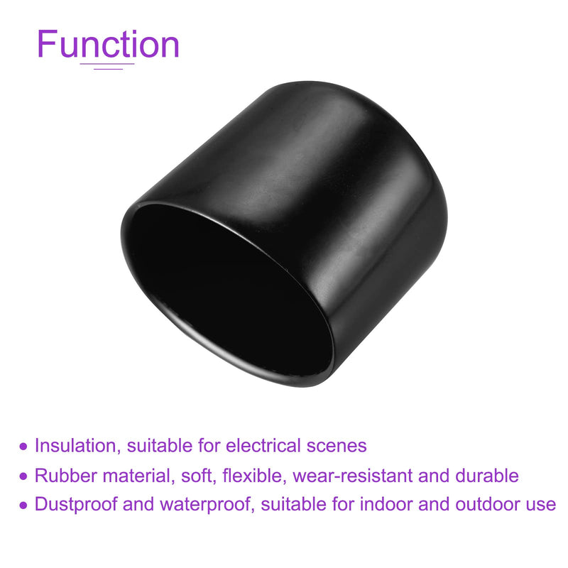 DMiotech 4 Pack 1 1/2" ID Black Screw Thread Protectors Rubber End Caps Bolt Covers for Screw Bolt Furniture Pipe 1 1/2"