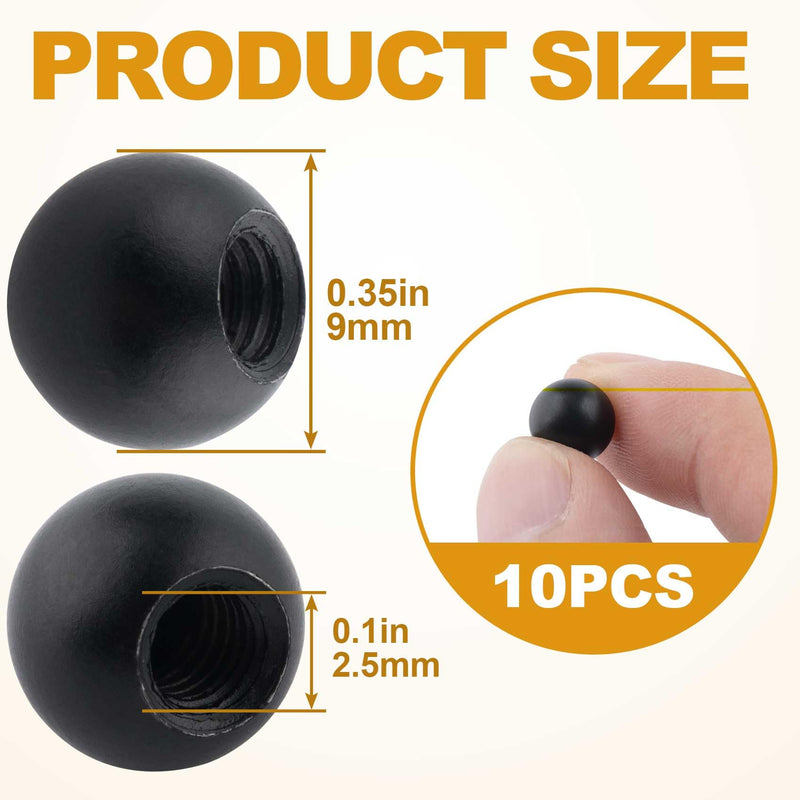 10 Pcs M4 Thread Cap Knob, Light Fixture Fastening Knob, Decorative Caps Cover Screw Caps Ball for Furniture Lighting, Lamp Decoration (Black)