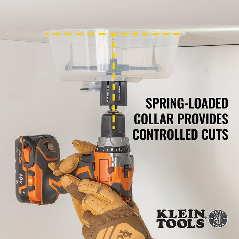 Klein Tools 53710 Hole Saw, Adjustable Circle Hole Cutter with Dustbowl, Integrated Vacuum Port, for Drywall and Ceiling Tiles, 2 to 7-Inch Quick-Adjust