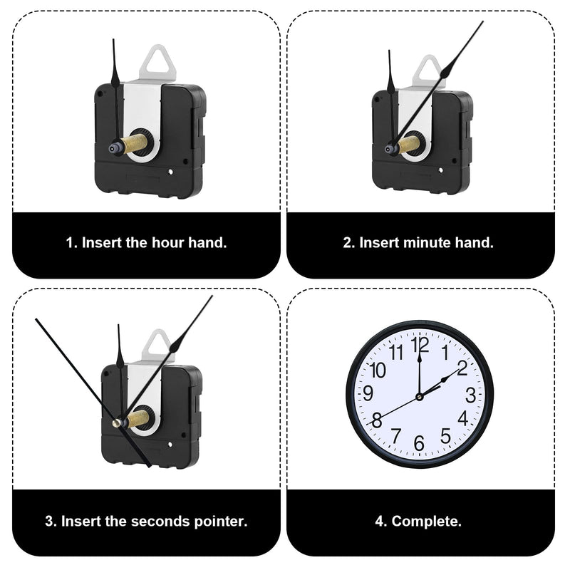 Clock Mechanism Replacement Kit Battery Operated, Wall Clock Repair Kit, 1-1/5" Quartz Long Axis Quartz Clock Motor Kit Clock Movement Mechanism Kit with 2 Pack Long Spade Hands