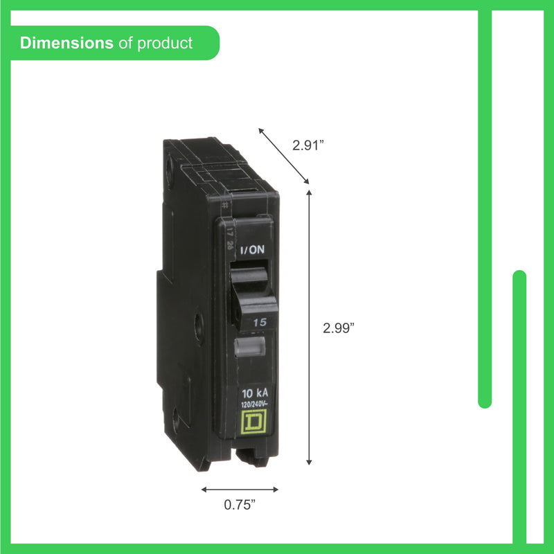 Square D by Schneider Electric, Pack of 1, Black QO115CP Circuit Breaker