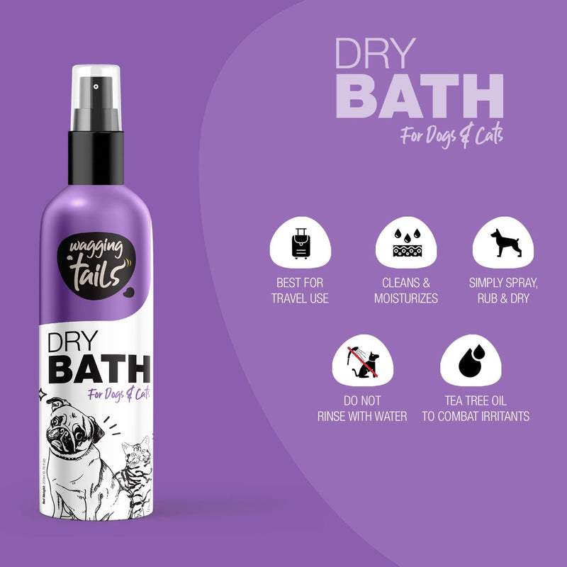Wagging Tails 6-in-1 Waterless Dry Bath Shampoo for Cats & Dogs, 6.76 fl oz | Waterless Deep Cleaning Pet Spray | Easy to Use | Neutralizes Odors | Moisturizes & Nourishes Coat, Hair, and Skin - PawsPlanet Australia