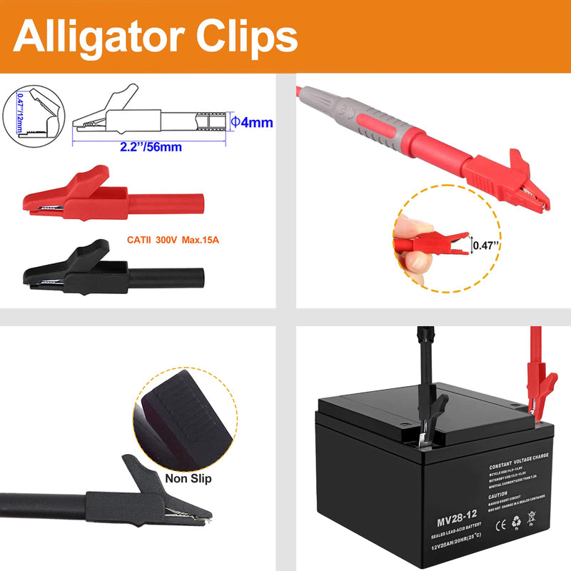 Makeronics 11-in-1 Multimeter Test Lead Kit with Alligator Clips and Soft Case for Electronic Specialties Automotive Multimeter Voltmeter Clamp Meter | 2PCS Non-Destructive Back Probes