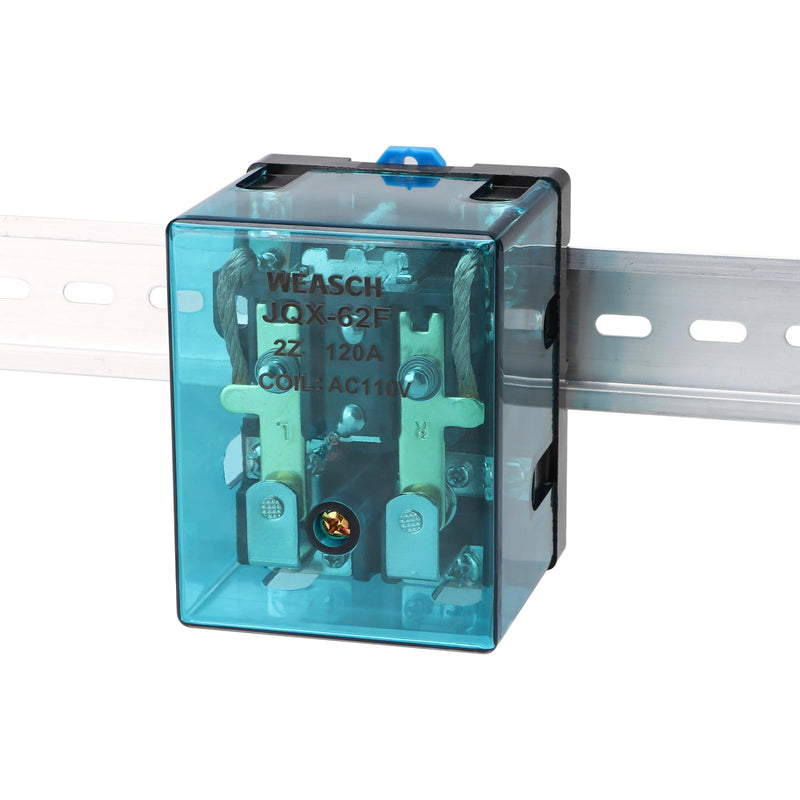 High Power Relay JQX-62F-2Z, Coil Voltage AC 110V 120A, DPDT 2NO 2NC, Electronmagnetic Relay, 35mm Rail Mount (AC 110V, 1)