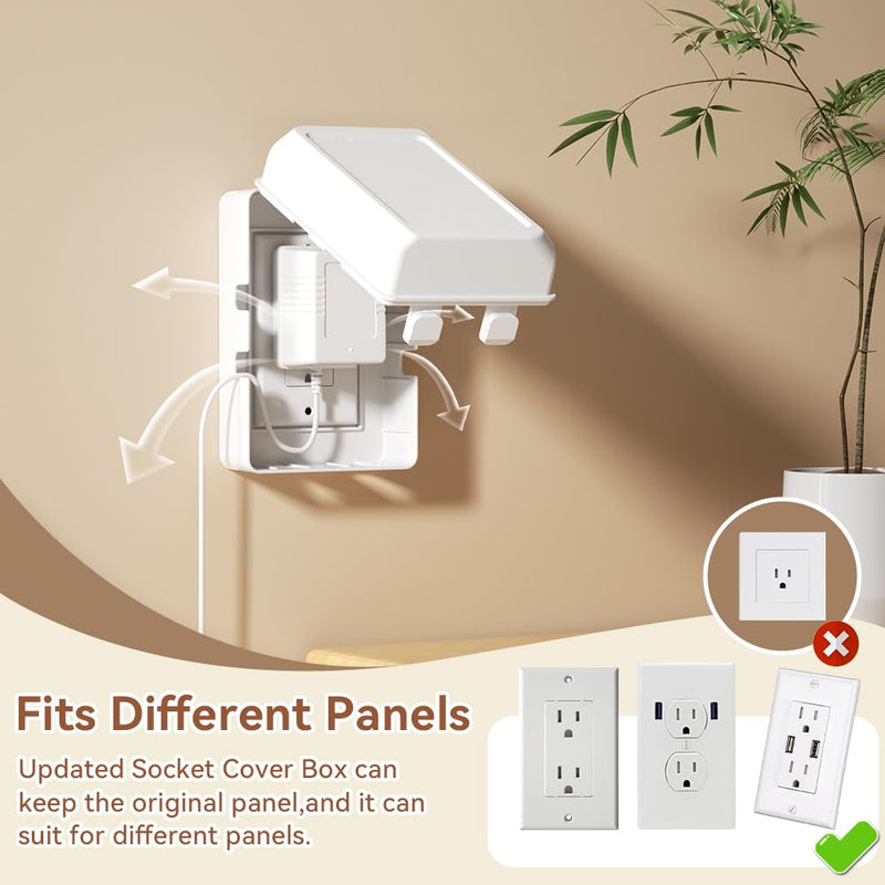 EUDEMON 1 Pack Updated Baby Safety Electrical Outlet Cover Box Childproof Plug Cover - More Space for Large Plugs Easy to Install & Use (White) White
