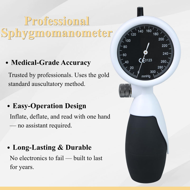 MaiWieel-Palm Style Aneroid Sphygmomanometer,Latex-Free Manual Blood Pressure Cuff Cuff,European Cuff 8.7-16.5",Come with Carrying Bag for Nurse Doctor,Home Use,Black