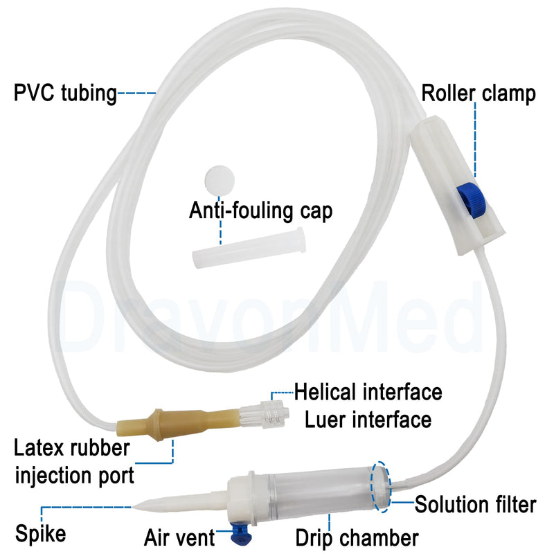 30pcs IV Extension Set, IV Tubing,60’’,Sterile Individual Packaging for Lab and Veterinary (Screw Mouth) 30pcs