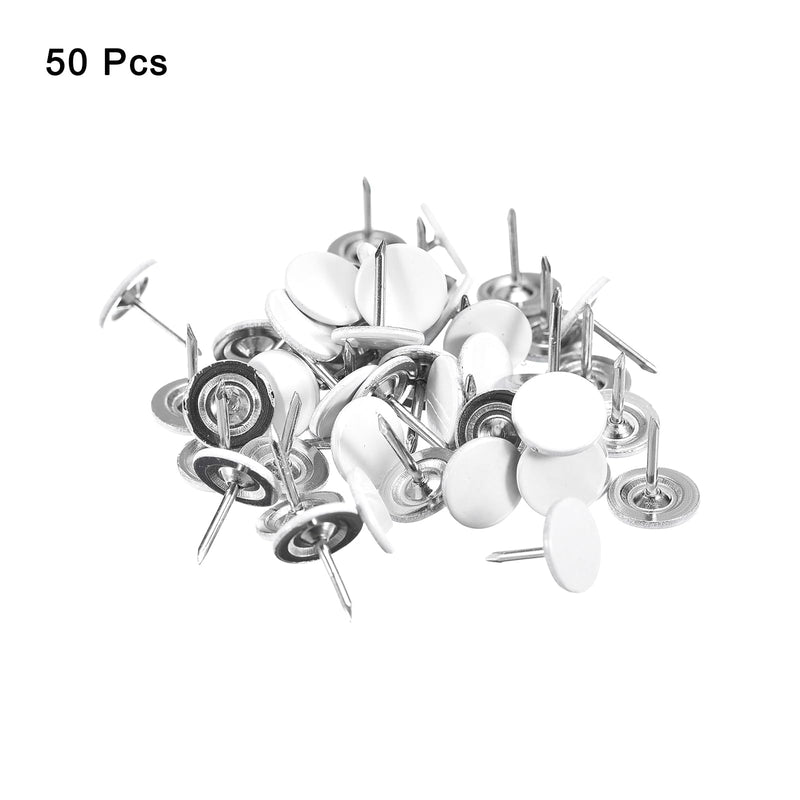uxcell 50Pcs Upholstery Tacks, 11mmx13mm Flat Head Decorative Furniture Nails Thumb Tack for Furniture Sofa Headboards, White