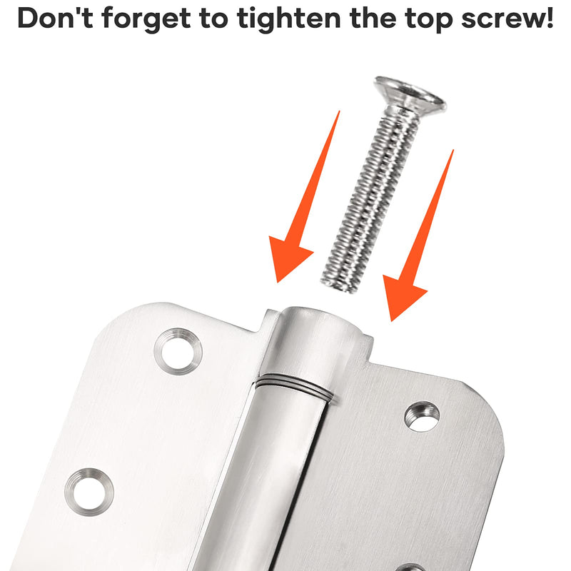 3.5'' Self-Closing Door Hinges 3.5 Inch x 3.5 Inch Spring Hinges Stainless Steel Adjustable Door Hinges Auto Closing with 5/8" Radius Corners (3.5'' 3pack, Silver) 3.5'' 3 Pack