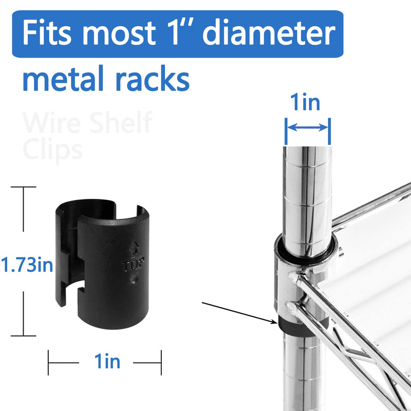 Wire Shelf Clips - 28 Pack Plastic Metal Shelf Clips, 1 Inch Wire Shelf Clips for 1" Post, Black Wire Shelving Clips- Shelving Sleeves Replacements for Wire Shelving System (14 Pairs)