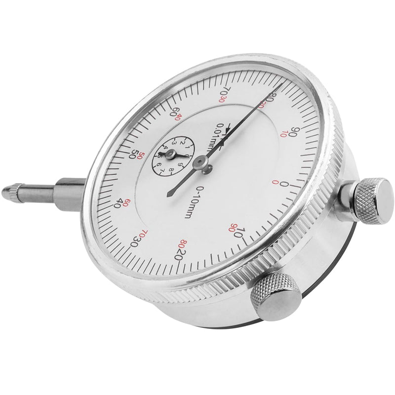 Wolfride Mechanical Dial Indicator Gauge 0-10mm, High-Precision 0.01mm Resolution, Silver Analog Measuring Tool for Machining, Automotive, and Industrial Applications
