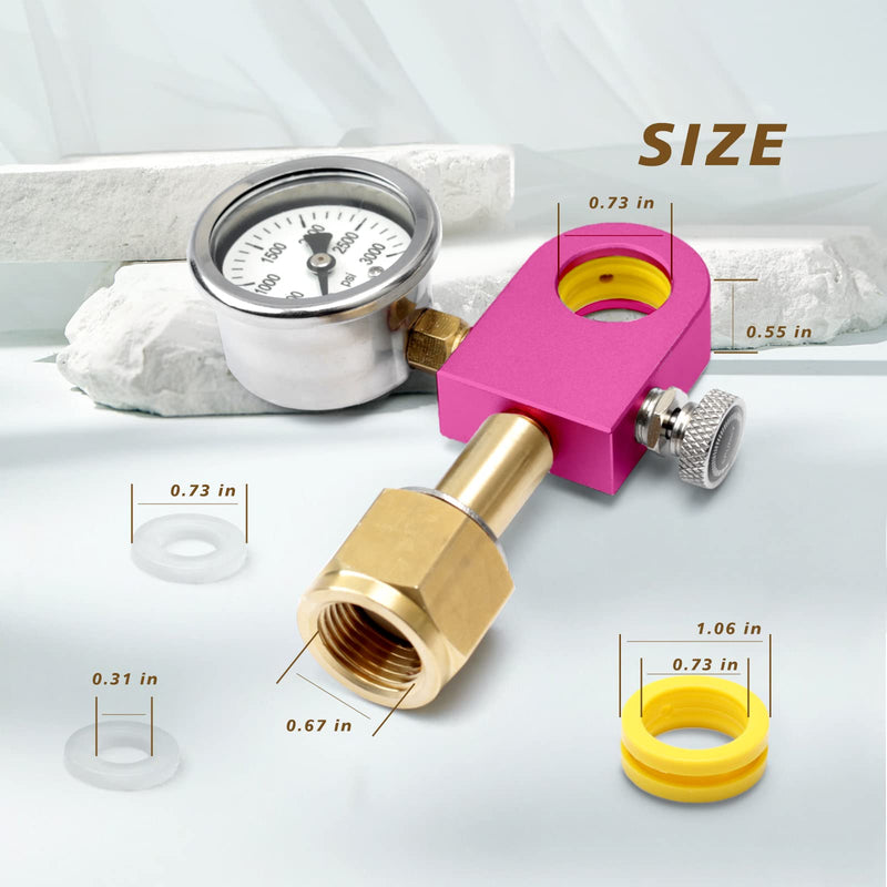 Soda Refill Adapter for Filling Soda maker pink Co2 Cylinder, CO2 refilling Adapter Compatible with DUO Terra Art pink soda Cylinder, Purple upgraded Purple with Big Pressure Gauge