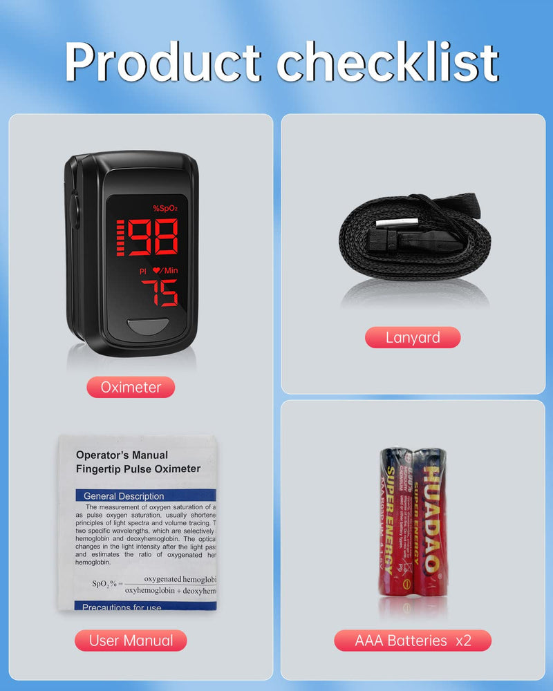 Pulse Oximeter Fingertip- Mini Oximeter Oxygen Saturation Monitor for SpO2/Heart Rate/PI, with Auto Graph Display,FSA/HSA Eligible Space Black