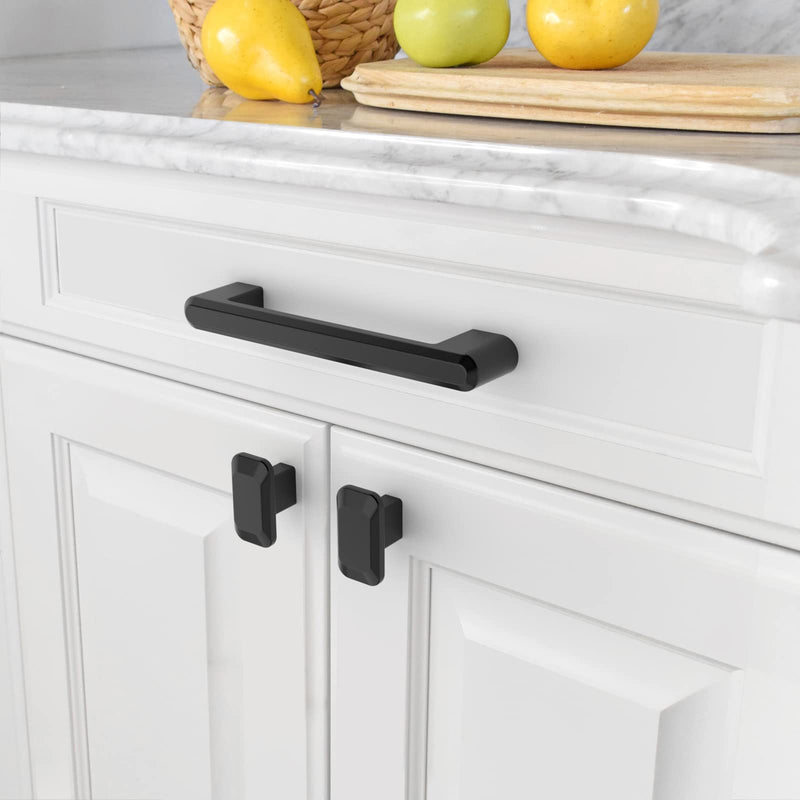 Chibery 10 Pack Cabinet Pulls, 3.75 Inch(96 mm) Hole Centers Matte Black Cabinet Handles, Zinc Alloy Hardware for Kitchen Cabinets Cupboard Drawer Closet Dressers 3-3/4"