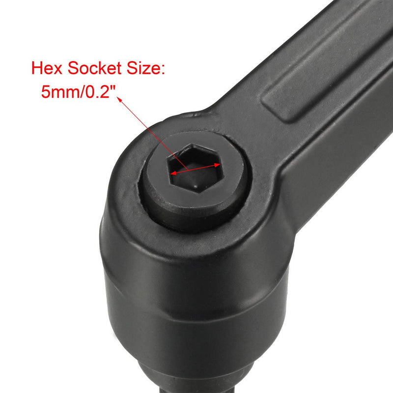 uxcell M10 x 40mm Handle Adjustable Clamping Lever Thread Push Button Ratchet Male Threaded Stud Knobs Locking Rotating Screw Handles Quick Release Bolt Black 4pcs