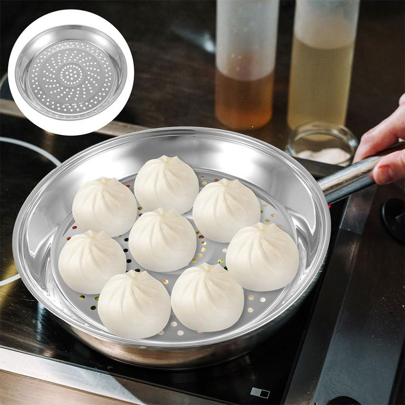 KALLORY 12.20 Inch Stainless Steel Steamer Basket Insert for Pot Steaming Rack with Fine Holes Steam Tray for Vegetables Fish Eggs Dumplings Seafood Kitchen Use