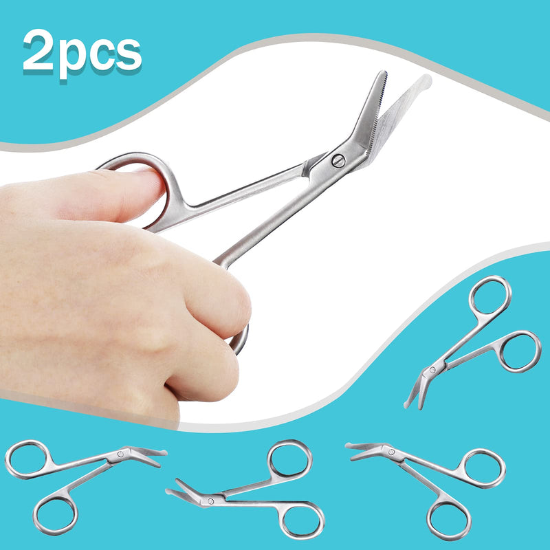 Zhehao 2 Pieces Ostomy Scissors Bandage Scissors Nursing Scissors Stainless Steel Scissors for Doctors, Nurses, Veterinary Home Nursing, 4.3 x 2.1 Inch, Curved (Silver) Silver