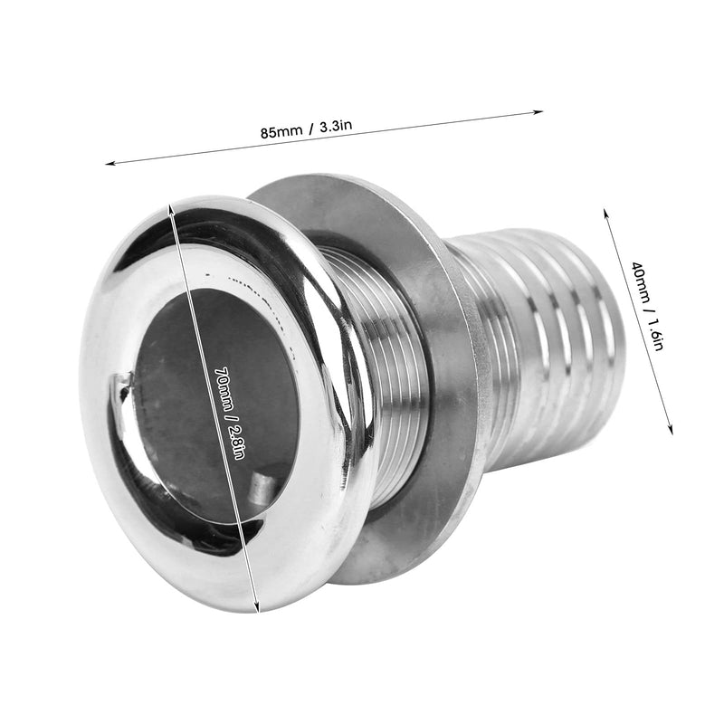 Tissting 316 Stainless Steel Thru Hull Fitting for Marine Boat Drainage - Hose Connector, Straight Drain Plug for Yacht, Sailboat, RV Water System 1-1/2 inch
