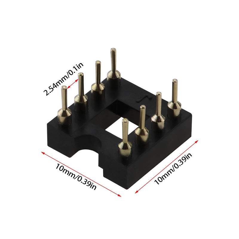 20Pcs Gold Plated 8-Pin DIP Round IC Chip Socket Adaptor 2.54mm Pitch Straight IC Socket for 8 DIP OP-AMP IC Sockets for NE5532 Burr Brown LM Audio Grade