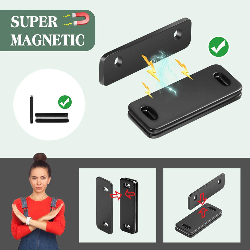 Ultra Thin Cabinet Door Magnets Catch,Magnetic Door Catch,Cabinet Latch Magnetic Closures for Kitchen Closet and Cupboard Wardrobe (Black Magnetic 4P) Black Magnetic 4P
