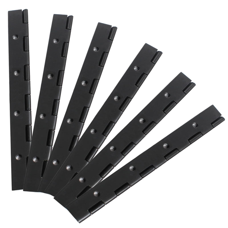 Hordion 6Pcs 8 Inch Piano Hinge Heavy Duty, Black Continuous Hinge 0.04" Thickness Folding Hinges with Screws for Cabinet Door Storage Box Boats