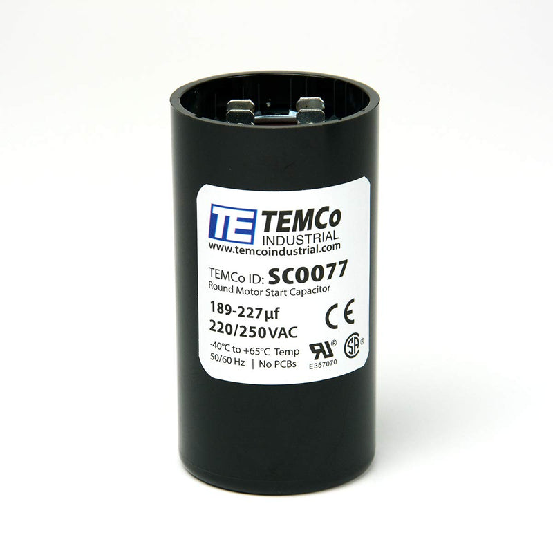 TEMCo 189-227 uf/MFD 220-250 VAC volts Round Start Capacitor 50/60 Hz AC Electric - Lot -1 189-227 uf (1 Pack)