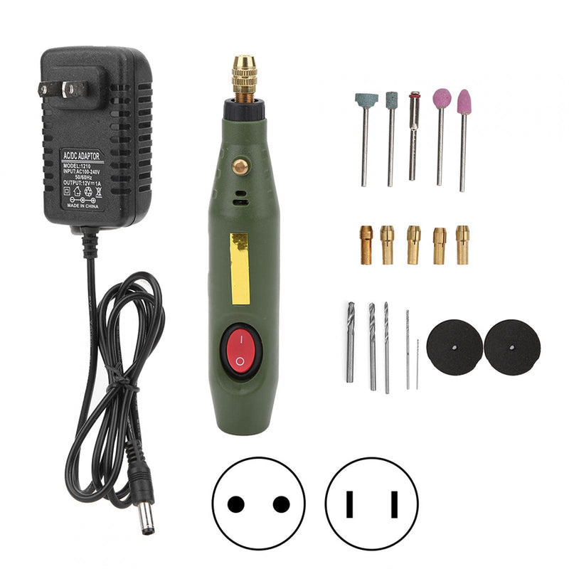 Electric Drill Rotary Tool Grinder Engraver Carver Accessory Kit for Agate Wood Carving Drilling Etching Sanding Polishing AC 100-240V 18000RPM (US Plug) (US Plug )