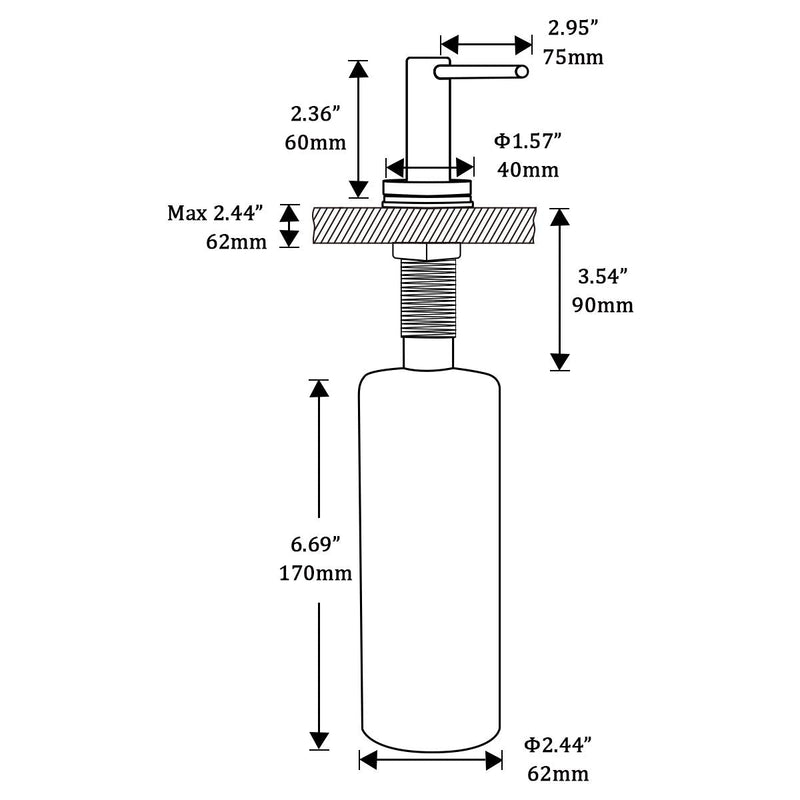 Matte Black Kitchen Sink Soap Dispenser GAPPO Countertop Pump Hand Lotion Built in Bottle Upgrade Stainless Steel Screw Matte Black (With 17 Oz Bottle) With 17 oz bottle