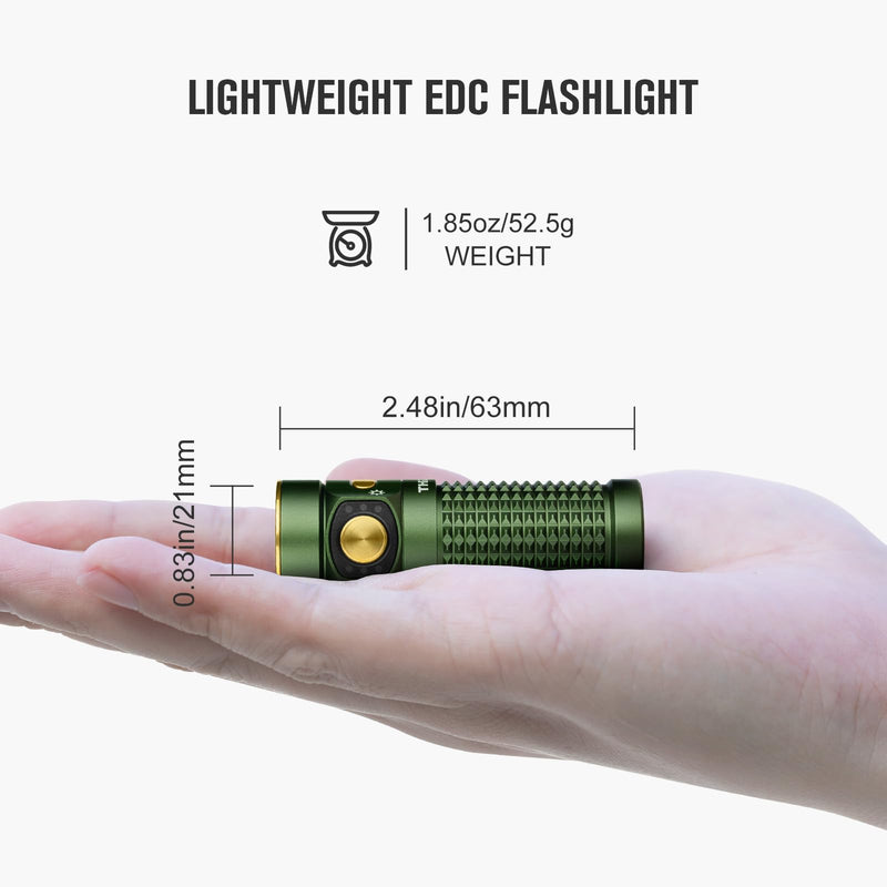 OLIGHT Baton4 Rechargeable EDC Flashlight, LED Pocket Light 1300 Lumens with Magnetic Charging Cable, Powerful Bright IPX8 Waterproof for Home, Camping and Emergencies (OD Green) OD Green