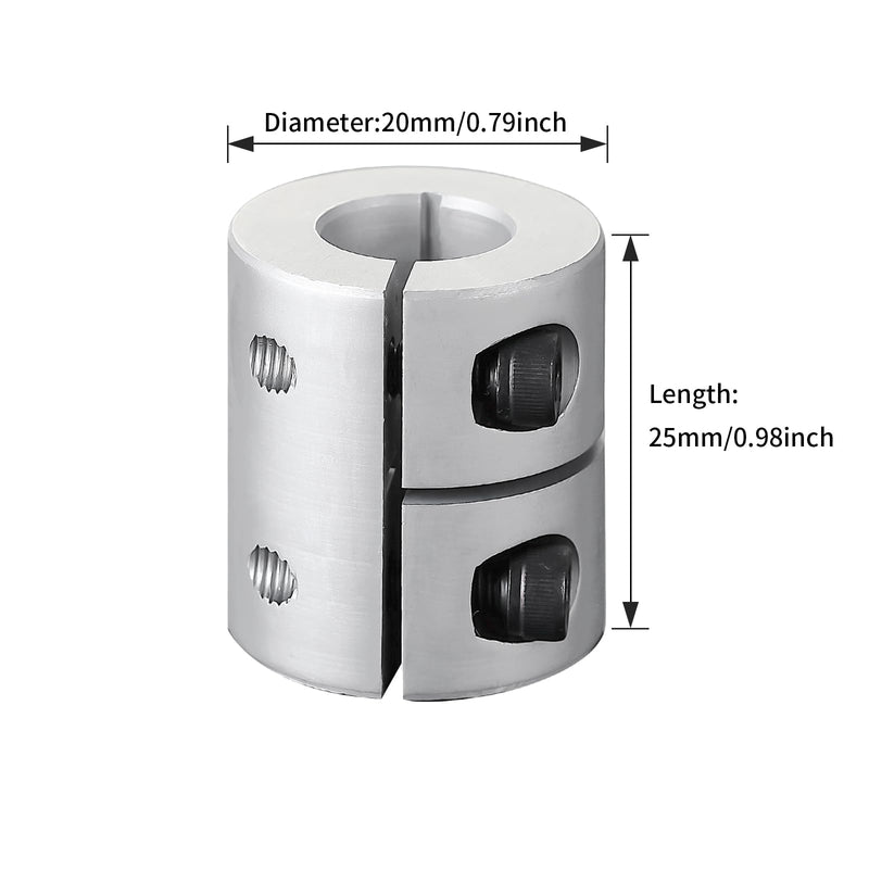 Rigid Couplings 6mm to 8mm Bore, Shaft Coupling 25mm Length 20mm Diameter, Coupler Aluminum Alloy Joint Motor for 3D Printer CNC Machine DIY Encoder bore 6mm to 8mm 1