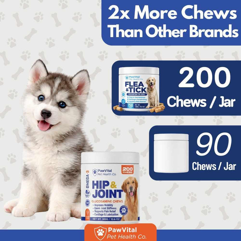 Hip and Joint Supplement for Dogs – Glucosamine Chondroitin MSM Chews for Dogs with Eggshell Membrane & Omega-3 – Joint Pain Relief & Mobility Support for Senior Dogs – 200 Chicken Flavored Soft Chews