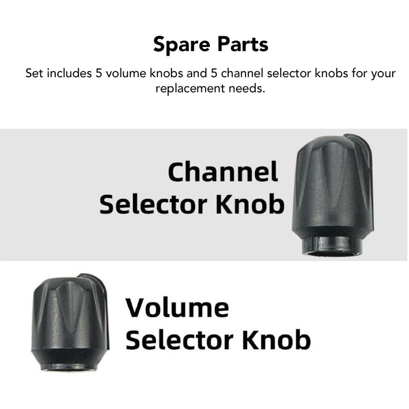 2 Way Radio Channel Knob Cap Replacement, Volume Control Knob for BF 888S, Repair Parts for BF 888S 2 Way Radios, 5 Pair, Easy Install Plastic Material