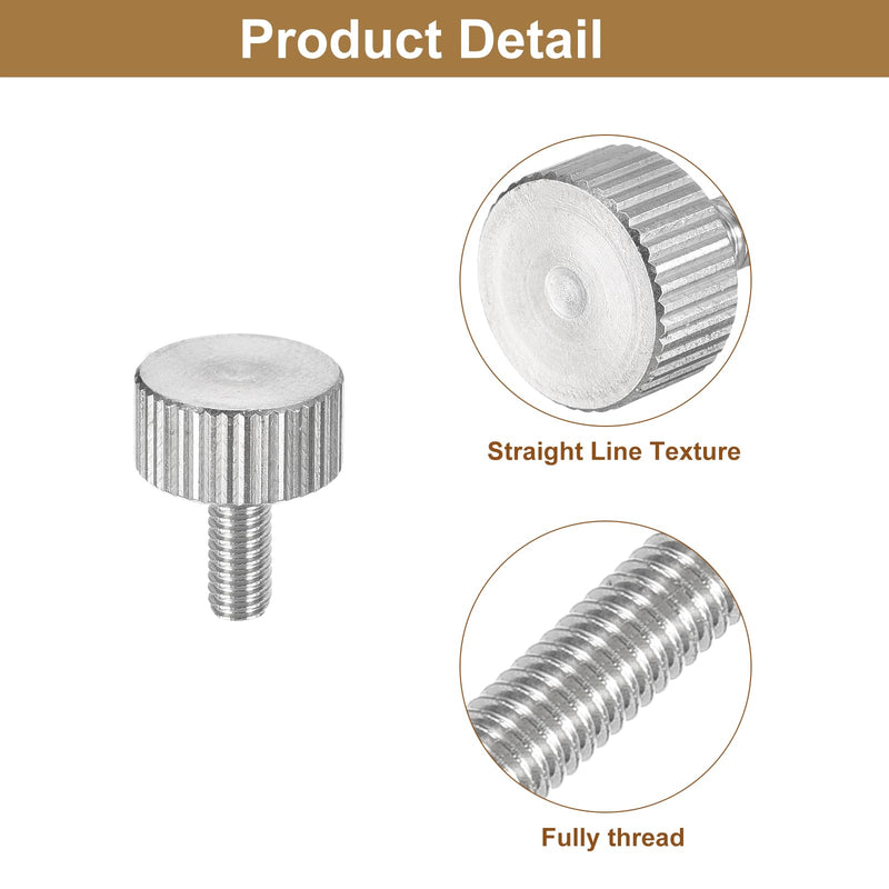 uxcell M4x8mm Knurled Thumb Screws, 5pcs 304 Stainless Steel Flat Knurled Head Fully Threaded Thumb Screws Bolts Grip Knobs Fasteners