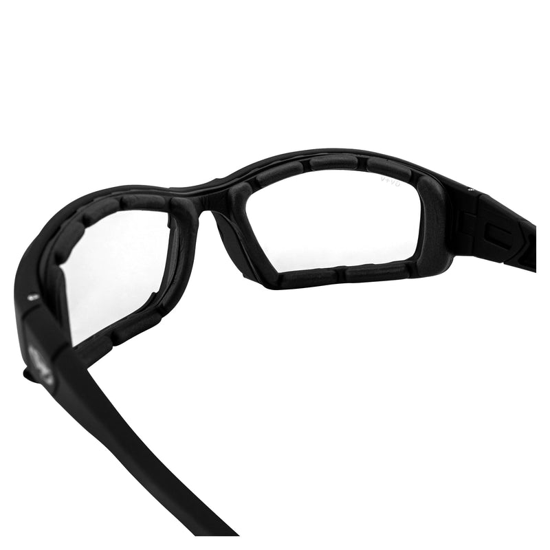 Global Vision Assault 24 Motorcycle Sunglasses Safety Glasses ANSI Z87.1 Convertible to Goggles Foam-Padded Black Frame w/Photochromic Lenses (Clear to Smoke)