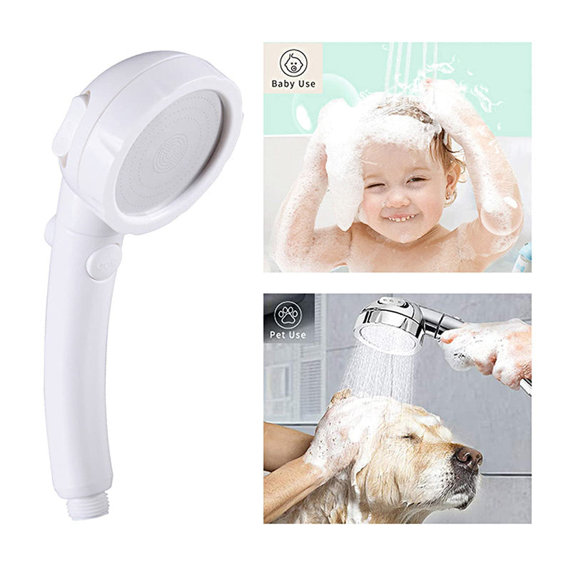 KAIYING High Pressure Handheld Shower Head with ON/OFF Pause Switch, 3 Spray Modes Shower Wand with Shut Off Button, Removable Camper Shower Head with Hose and Adjustable Angle Bracket (White) White