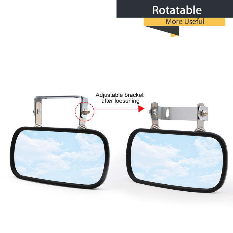 TOEMIRR Convex Mirror Stainless Steel Rectangular fit for Multiple Scenarios, Tractors Forklifts Trucks Boats Cars Improve Visibility Universal U-Bracket
