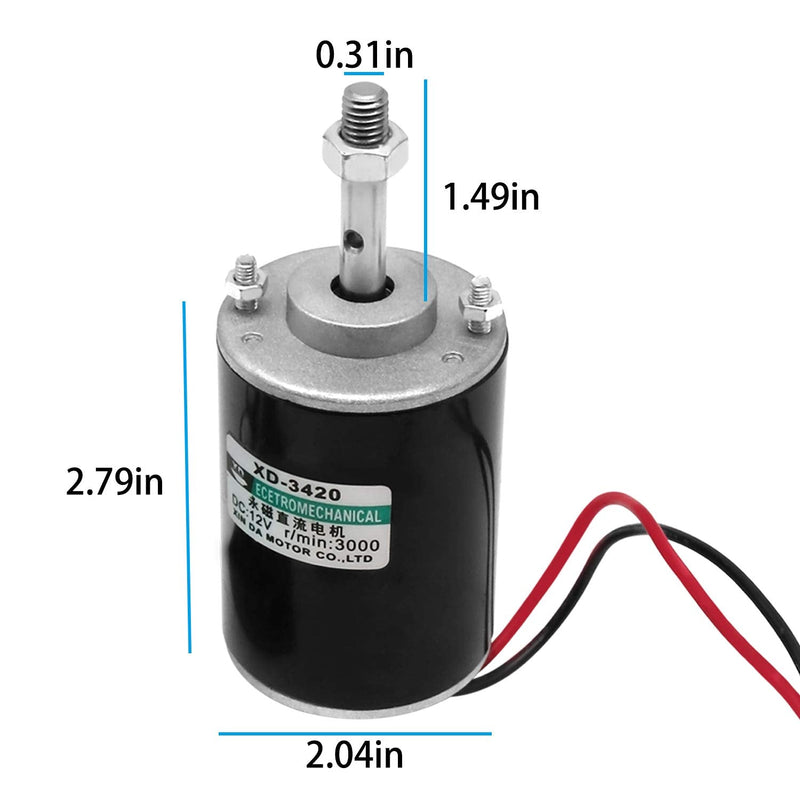 12V 30W Permanent Magnet DC Motor, 3000RPM High Speed CW/CCW Electric Gear Motor for DIY Generator and 12V-40V 10A PWM DC Motor Speed Controller Fan Controller with Knob-High Efficiency