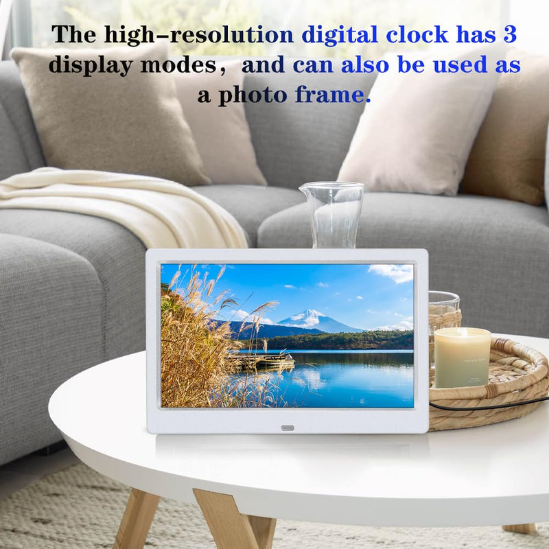 AINFTIME DST Digital Clock with Date and Day of Week for Elderly-12 Alarms Medication Reminder Dementia Alzheimers Clock Calendar with Extra Large Display (10.1 inch White) 10.1 inch White