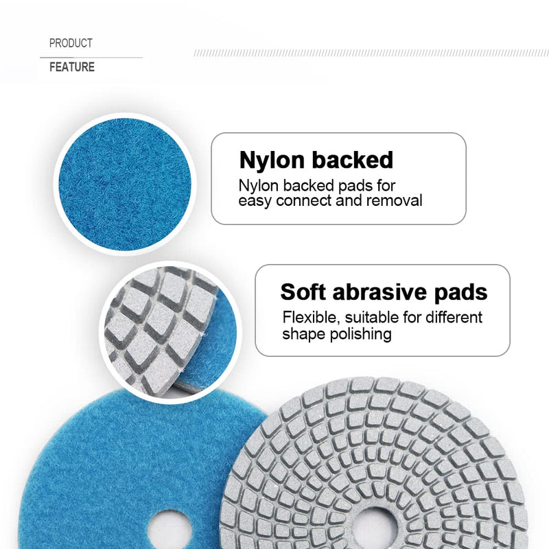 SHDIATOOL 4 - Inch Diamond Polishing Pads with White Bond Grit 800 Wet for Marble Granite Stone 8Pcs 100mm