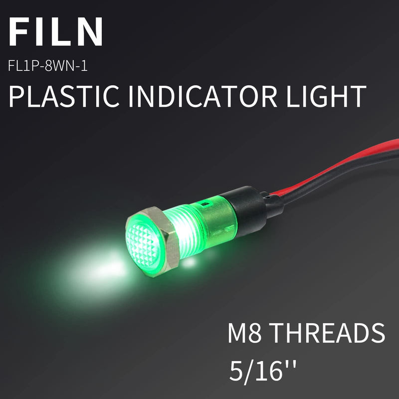 10Pcs 8mm(5/16'') 12v led Indicator Light Pilot Signal lamp with Mini 24V watarproof red Green Bule Yelow White Panel Lights (8MM, Red+Green+Blue+White+Yellow) 12V-24V Red+Green+Yellow+Blue+White