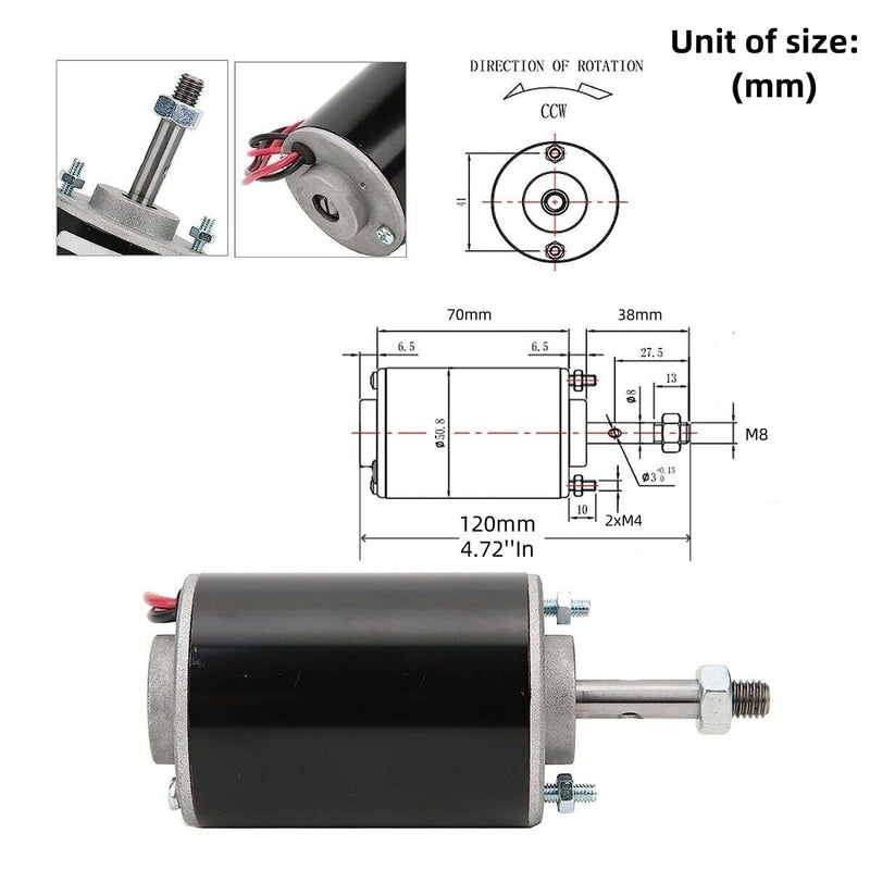 High Torque DC Motor 12v / 24v 3500/7000RPM Permanent Magnet Motor Mini DC Motor DIY Generator Motor 30W CW/CCW (Threaded Shaft)(with Bracket) (Threaded Shaft)
