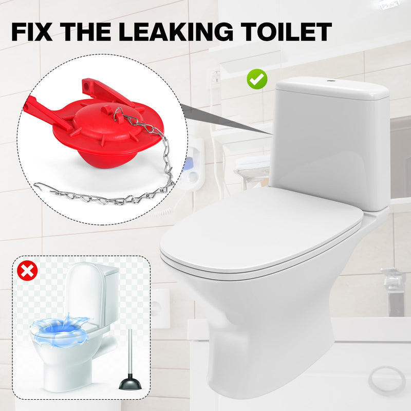 Lasnten 8 Pcs 3 Inch Rubber Toilet Flapper Replacement Kit Toilet Tank Flap with 2 Toilet Handle and Stainless Chain Toilet Stopper Flapper Compatible with TOTO Flapper Model G-Max, Easy to Install Red