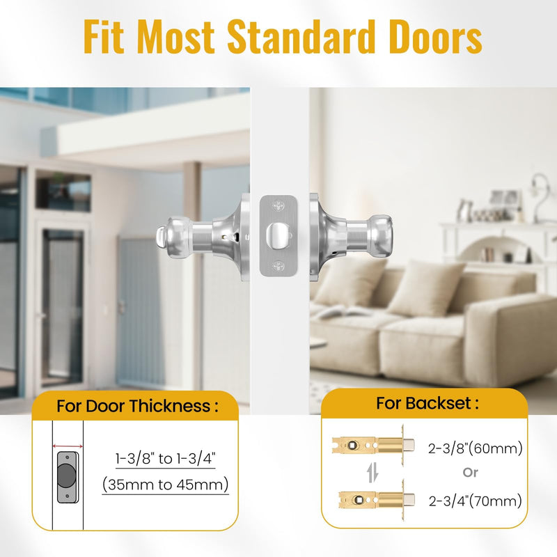 HOSOM 2-Pack Entry Door Lever Handles with Lock & Key, Wave Style Lever Handles, Satin Nickel Finish for Modern Entrance Doors 2 Pack