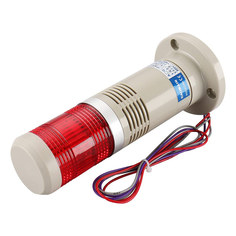 Baomain Alarm Warning Light 220V AC Industrial Buzzer Red LED LTP-502TJ Signal Tower